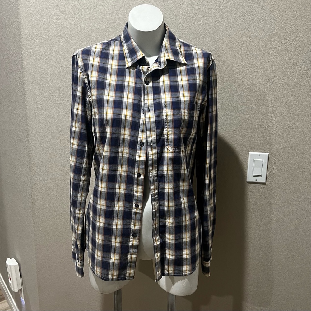 AX Armani Exchange mens plaid button up casual shirt